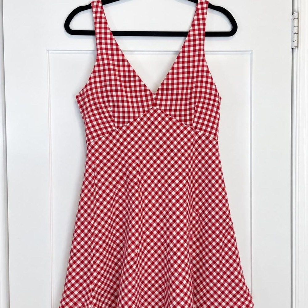 Abercrombie & Fitch Red Gingham Mini Dress – Size L 🍒